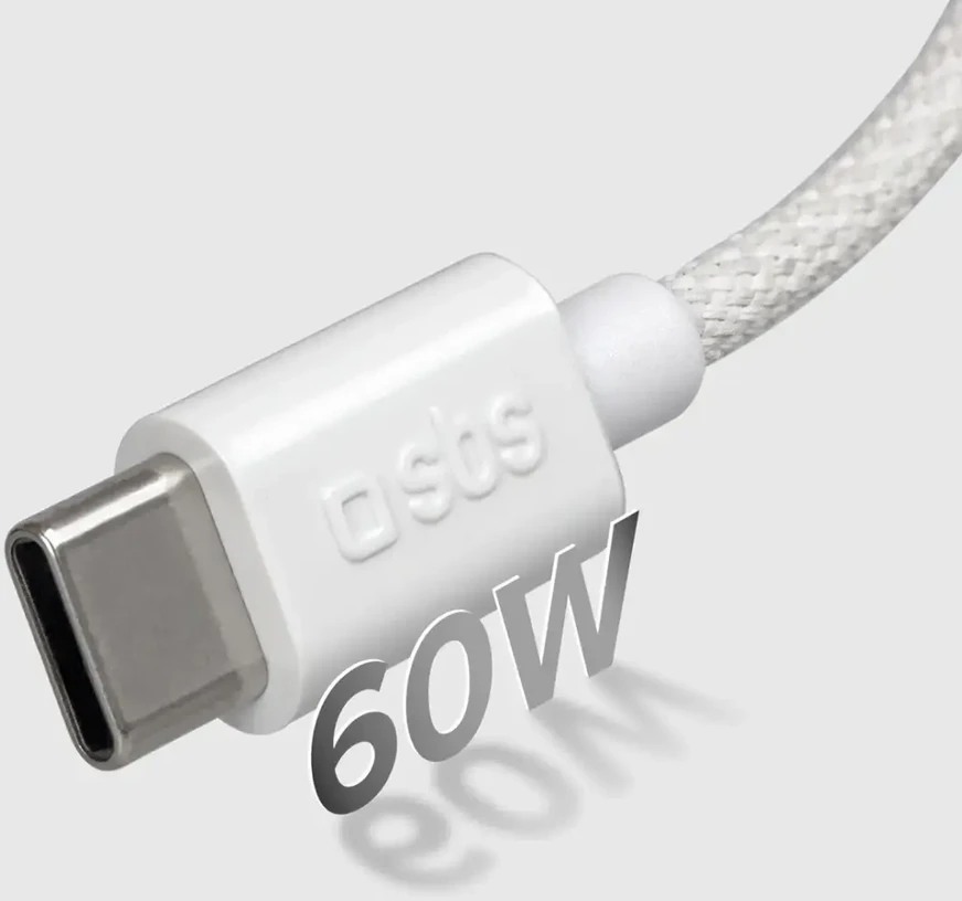 SBS duomenų perdavimo ir įkrovimo kabelis | USB-C į USB-C | 60 W | 1,5 m | pilkas