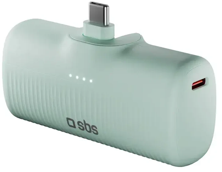 SBS EcoPower 5000 mAh 10W išorinė baterija su integruotu USB-C prievadu - Žalias