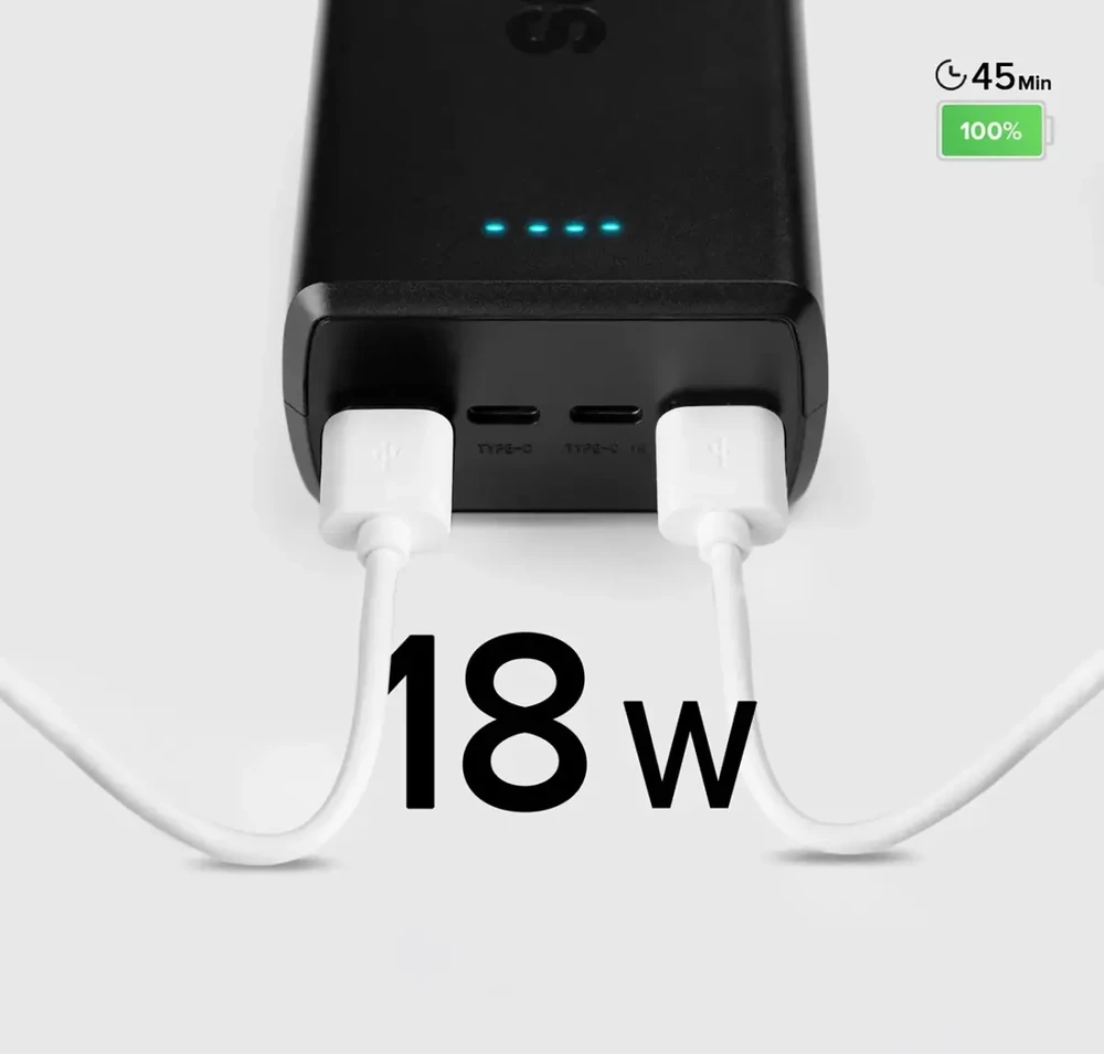 SBS išorinė baterija (powerbank) | 20000 mAh | juoda