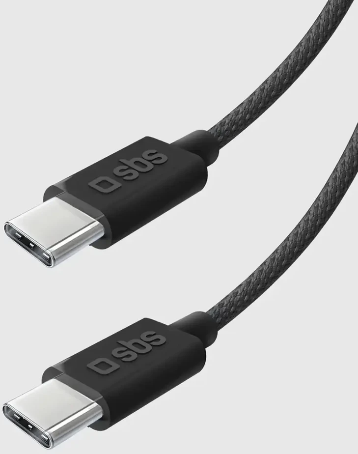 SBS Audinio duomenų perdavimo ir įkrovimo kabelis | USB-C į USB-C | 60 W | 1,5 m | juodas