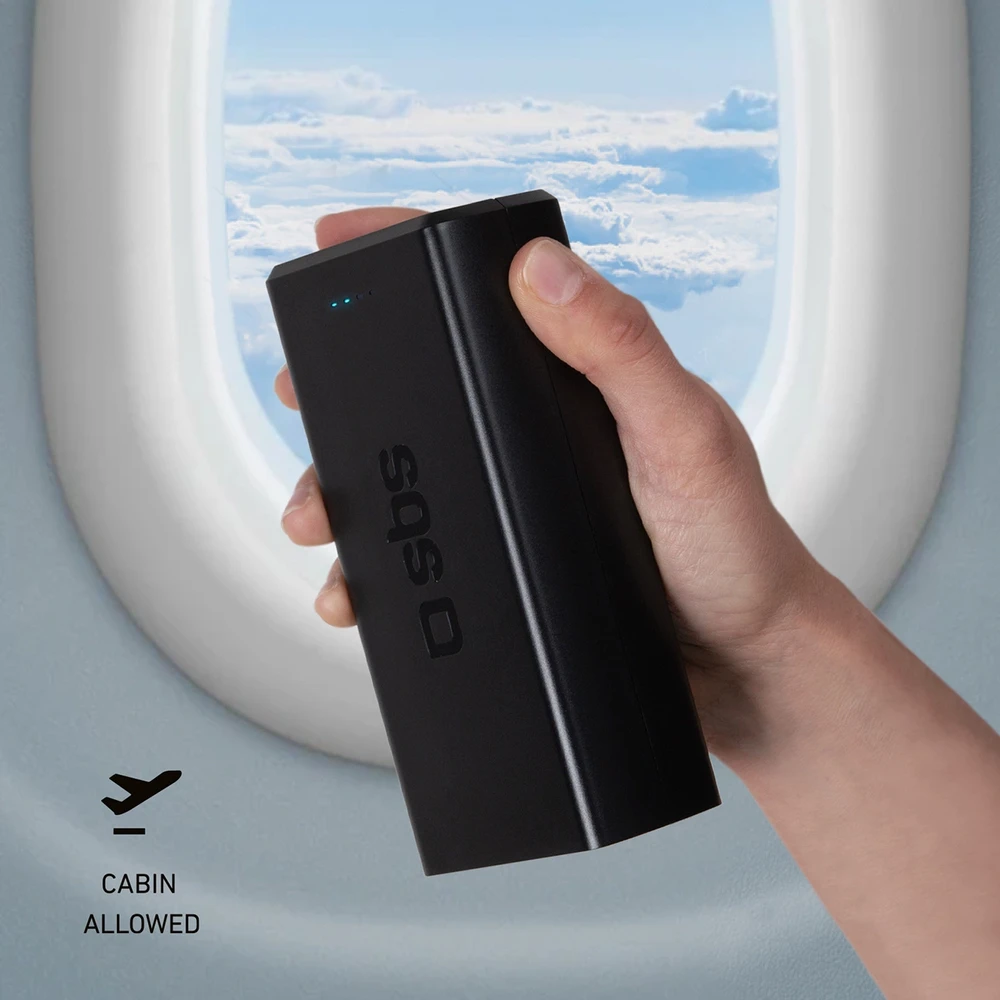 Fast charge power bank: 20,000 mAh, 2 USBs juodos spalvos