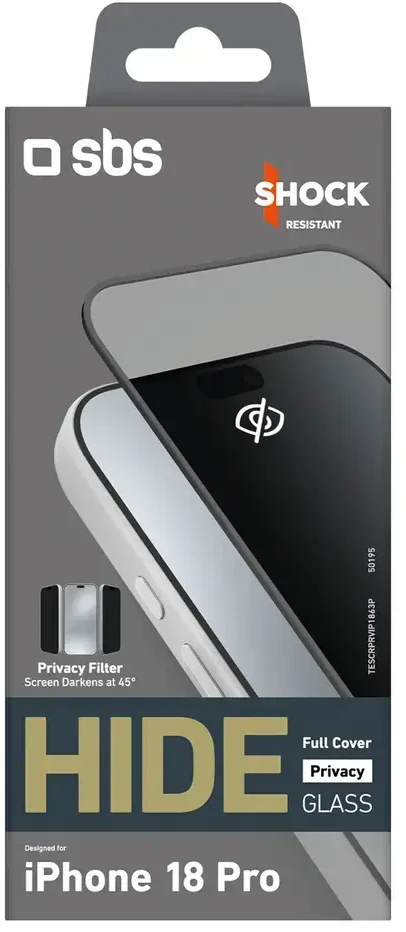 SBS Hide Full Cover Privacy Glass for iPhone 18 Pro 0.33mm
