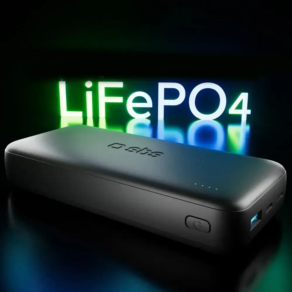 SBS Infinity išorinė baterija 20000mAh 10W LiFePo₄ USB-A USB-C - Juodas