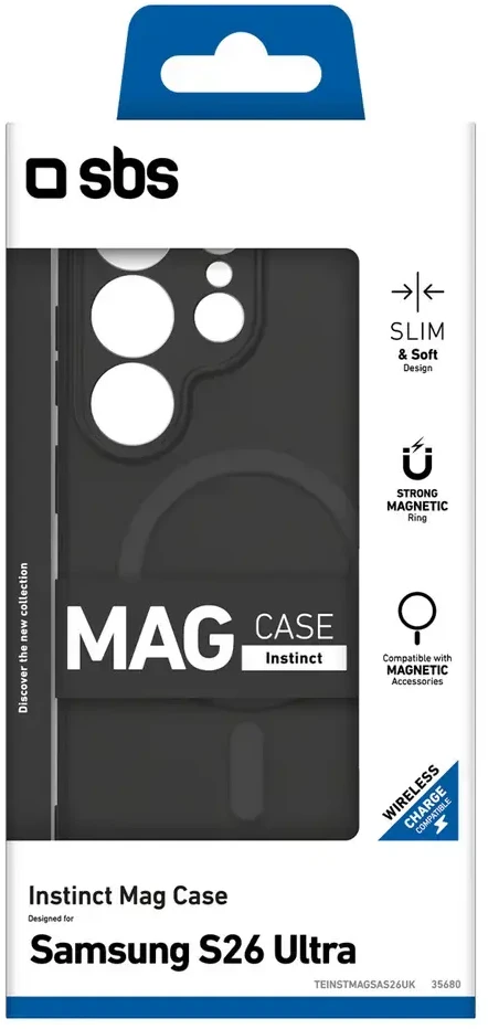 SBS Instinct Mag dėklas skirtas Samsung Galaxy S26 Ultra suderinamas su MagSafe – juodos spalvos