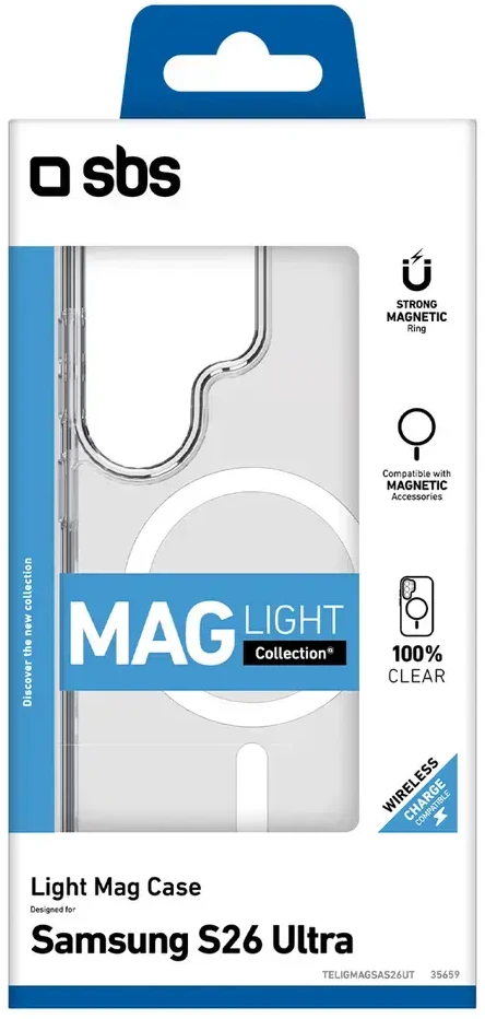 SBS Cover Light Mag Protective dėklas skirtas Samsung Galaxy S26 Ultra suderinamas su MagSafe – skaidrus