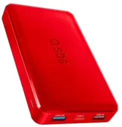 SBS greito įkrovimo išorinė baterija. 10 000 mAh. Raudona.