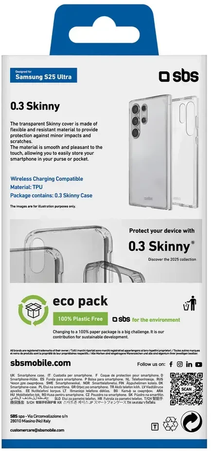 SBS plonas dėklas, skirtas „Samsung Galaxy S25 Ultra“ – skaidrus
