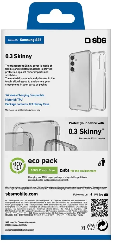 SBS Skinny dėklas skirtas Samsung Galaxy S25 – skaidrus