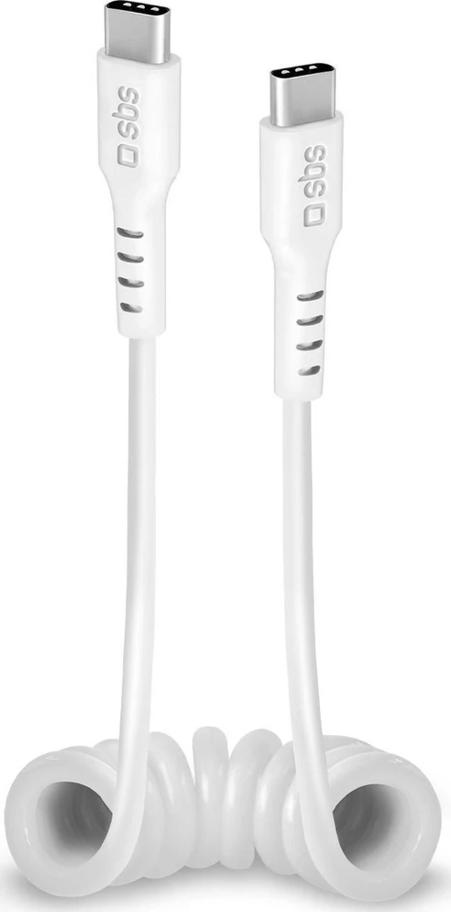 Kabelis USB SBS Mobile USB-C - USB-C 1 m Baltas (TECABLETYPCCS1W)