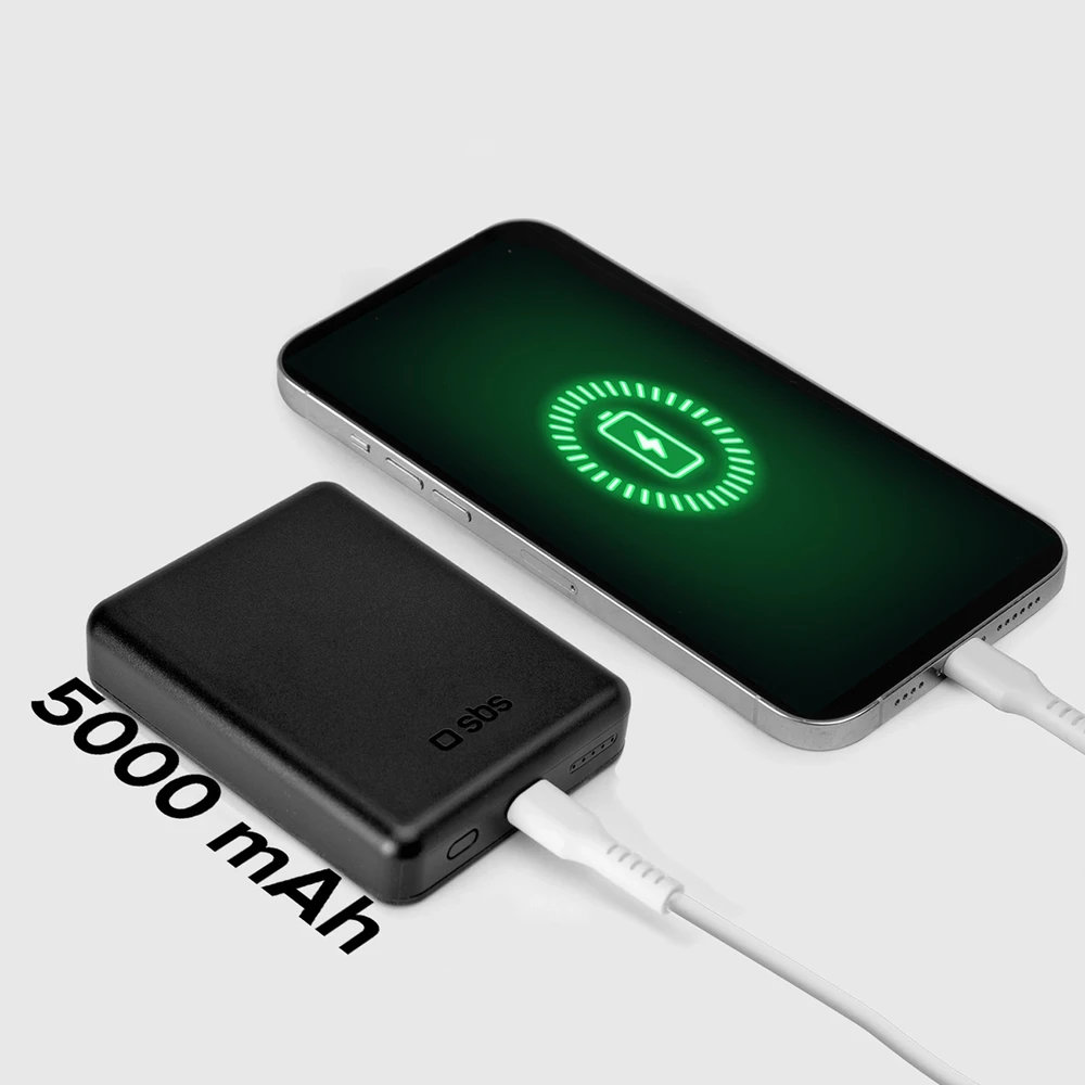 SBS TEBB5000MAG1CK belaidis power bank 5000 mAh USB-C, suderinamas su MagSafe - Juodas