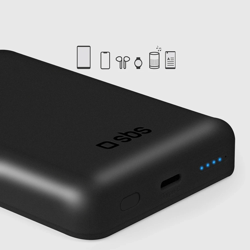 SBS TEBB5000MAG1CK belaidis power bank 5000 mAh USB-C, suderinamas su MagSafe - Juodas