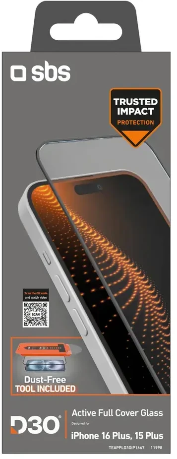 SBS apsauginis stiklas with D3O technology with applicator skirtas iPhone 16 Plus / iPhone 15 Plus