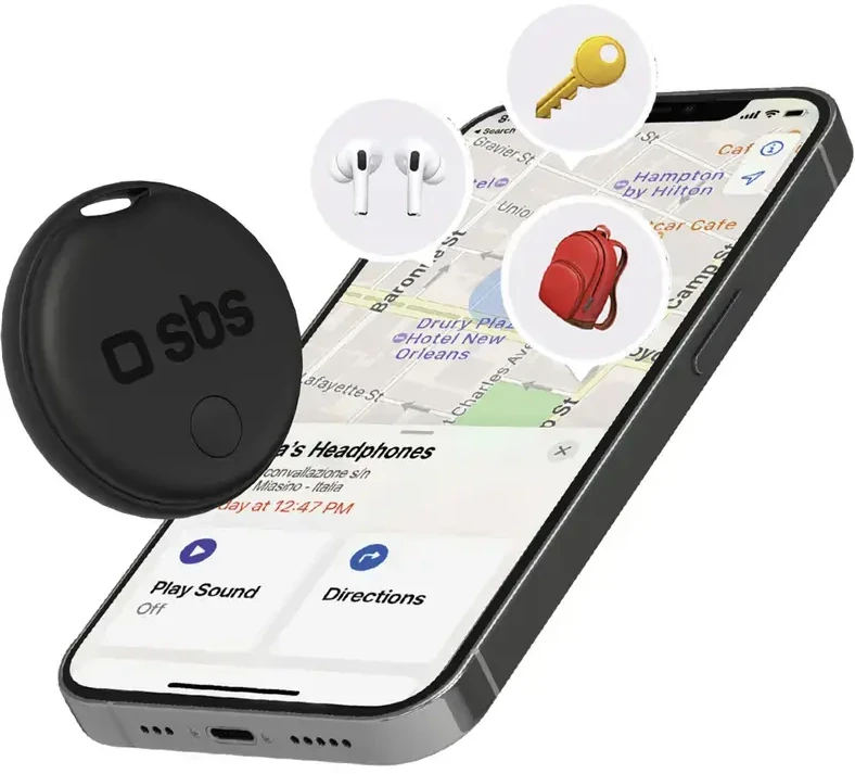 SBS „Track My Circle“ ieškiklis, suderinamas su „Apple Find My“ – Juodas