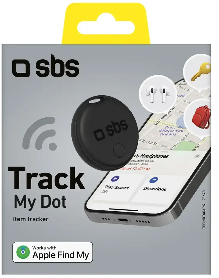 SBS „Track My Circle“ ieškiklis, suderinamas su „Apple Find My“ – Juodas