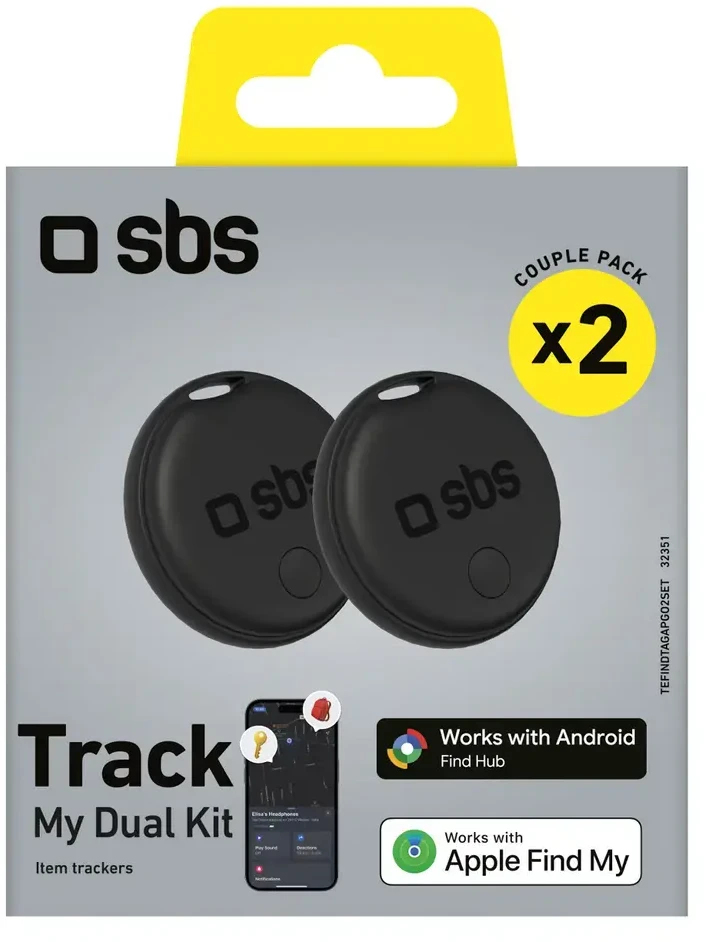SBS universalus lokatorius „Track My Dual“ 2 vnt. rinkinys - juodas