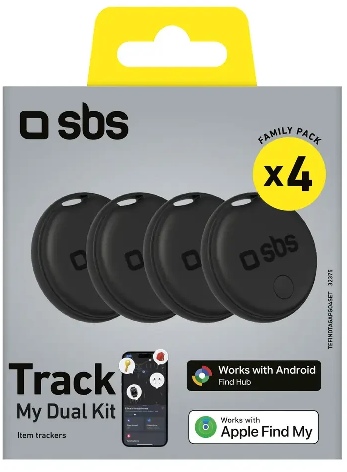 Lokalizator SBS universalus Track My Dual komplektas 4 vnt. - juoda
