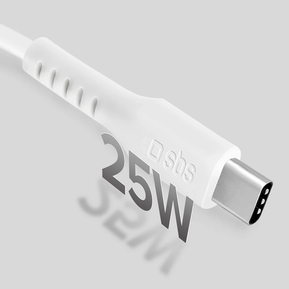 SBS TECABLETCC10W USB-C kabelis – USB-C Power Delivery 25W 1 m – baltos spalvos