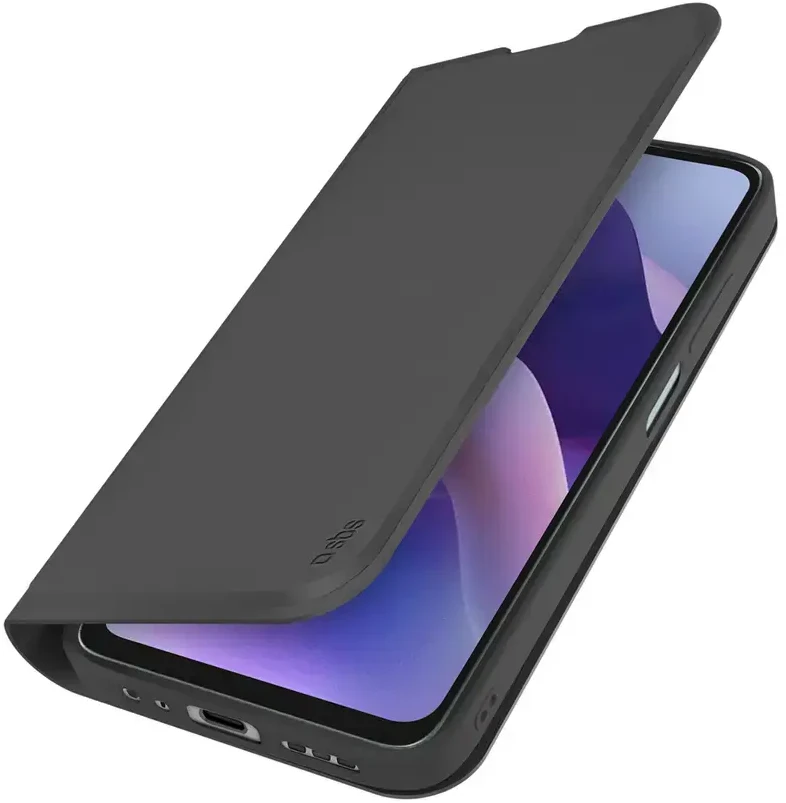 SBS piniginės formos lygus dėklas Motorola Moto G56 su atverčiamu dangteliu - Juodas