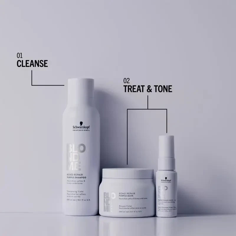 Schwarzkopf Professional BlondMe Bond Repair Violetinė Šampūnas šampūnas šviesiems plaukams, 300 ml