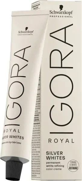 Schwarzkopf Professional IGORA ROYAL Absolutes Sidabrinis Baltas Demi-Permanent Hair Colour Plaukų dažai, atspalvis: Dove Pilkas, 60 ml