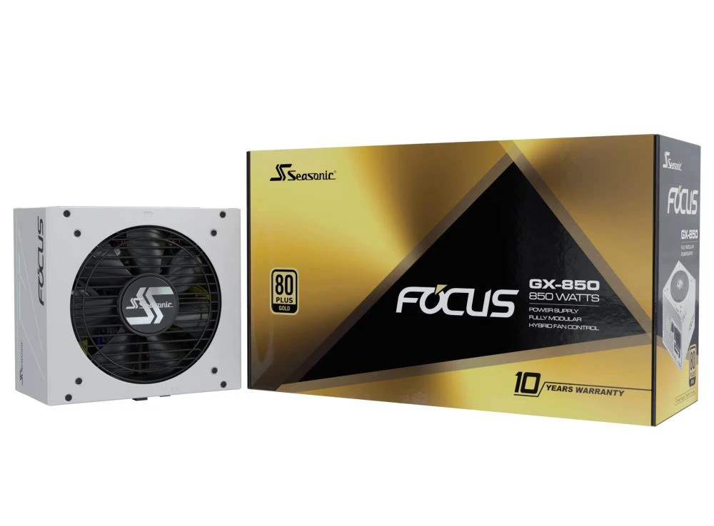 Seagate Seasonic Focus GX 80 PLUS Gold PSU, modular, PCIe 5.1 – 850 Watt, baltos spalvos