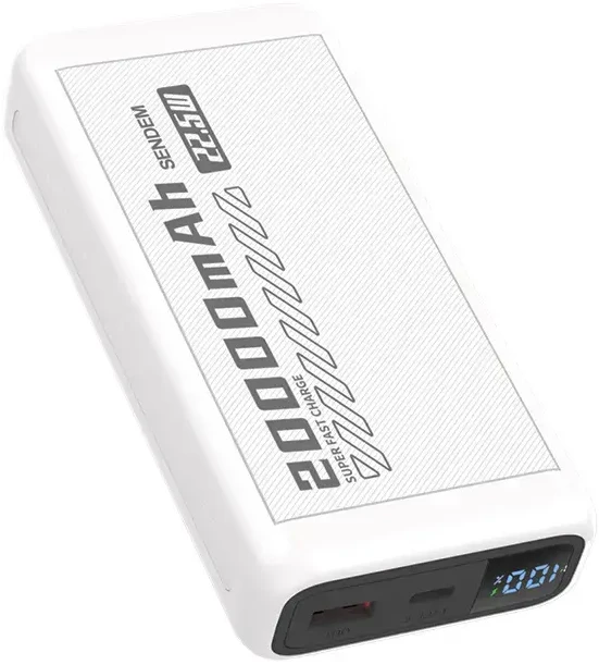 SENDEM PH82 maitinimo blokas 20000 mAh | 2.4A | LED | Balta