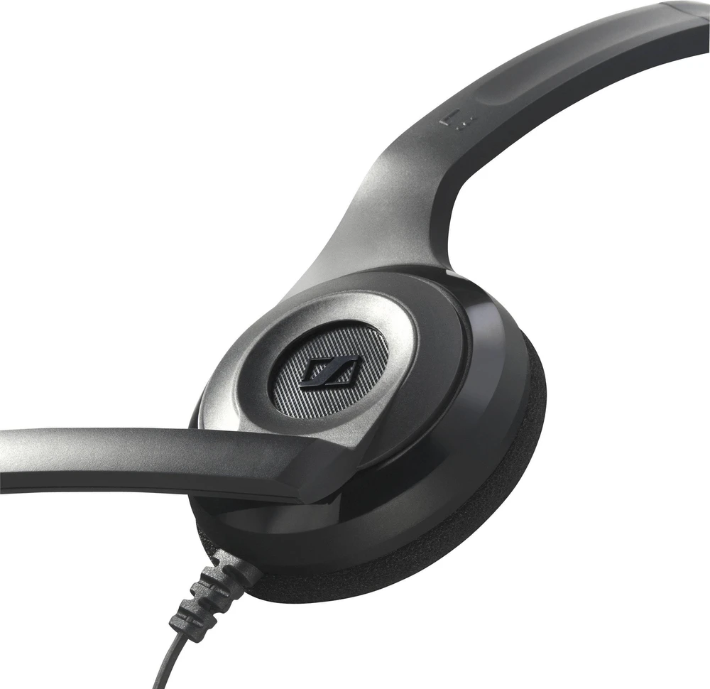 Itin lengvos kompiuterinės ausinės Sennheiser PC 3 CHAT, su mikrofonu, 2x 3.5mm, Juodos