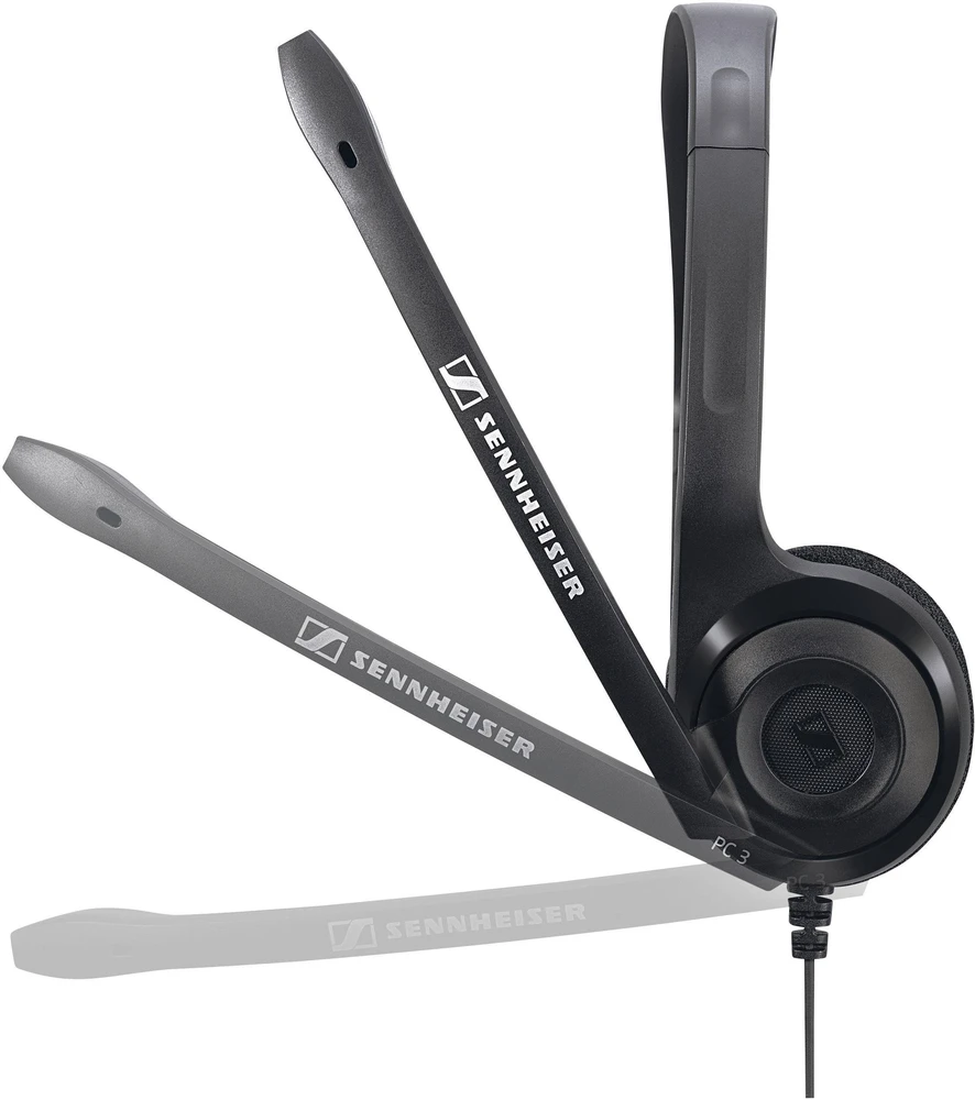 Itin lengvos kompiuterinės ausinės Sennheiser PC 3 CHAT, su mikrofonu, 2x 3.5mm, Juodos