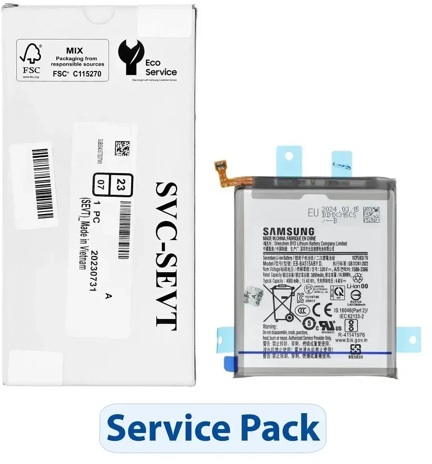 „ServicePack Bateria EB-BA515ABY“ arba „Samsung A51 A515 GH82-21668A“