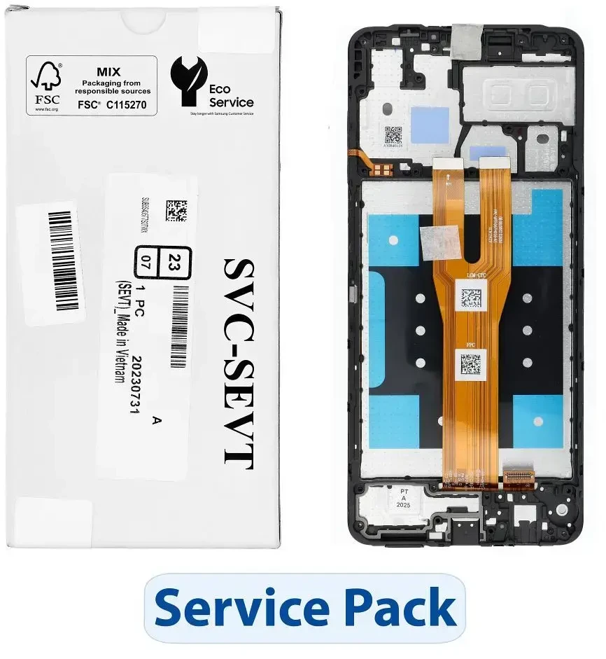 „ServicePack“ LCD ekranas, skirtas SAMSUNG A06 A065 GH81-26440A juodas