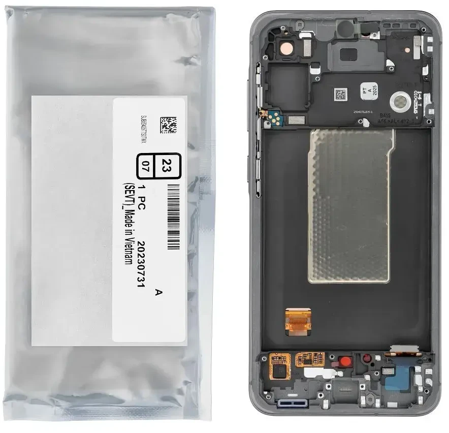 „ServicePack“ LCD ekranas, skirtas „SAMSUNG A56 5G A566B“ grafito spalvos GH82-36829A