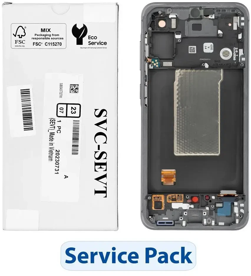 „ServicePack“ LCD ekranas, skirtas „SAMSUNG A56 5G A566B“ grafito spalvos GH82-36829A
