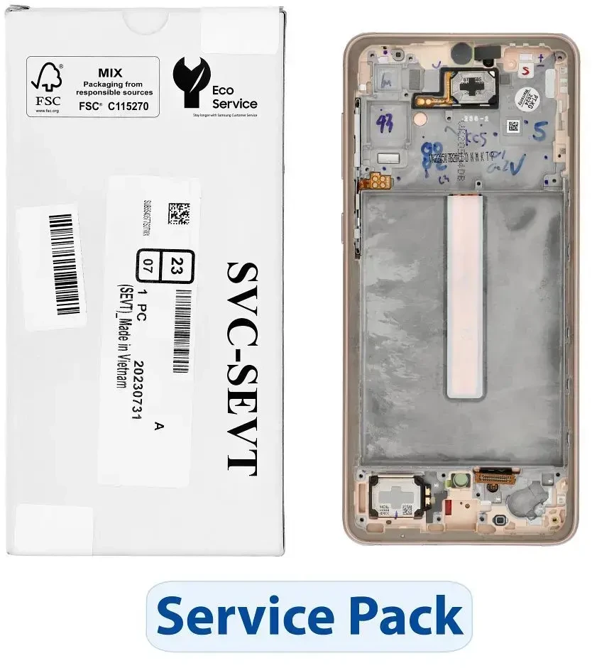 „ServicePack“ LCD ekranas SAMSUNG A33 5G A336B GH82-28143D auksinis