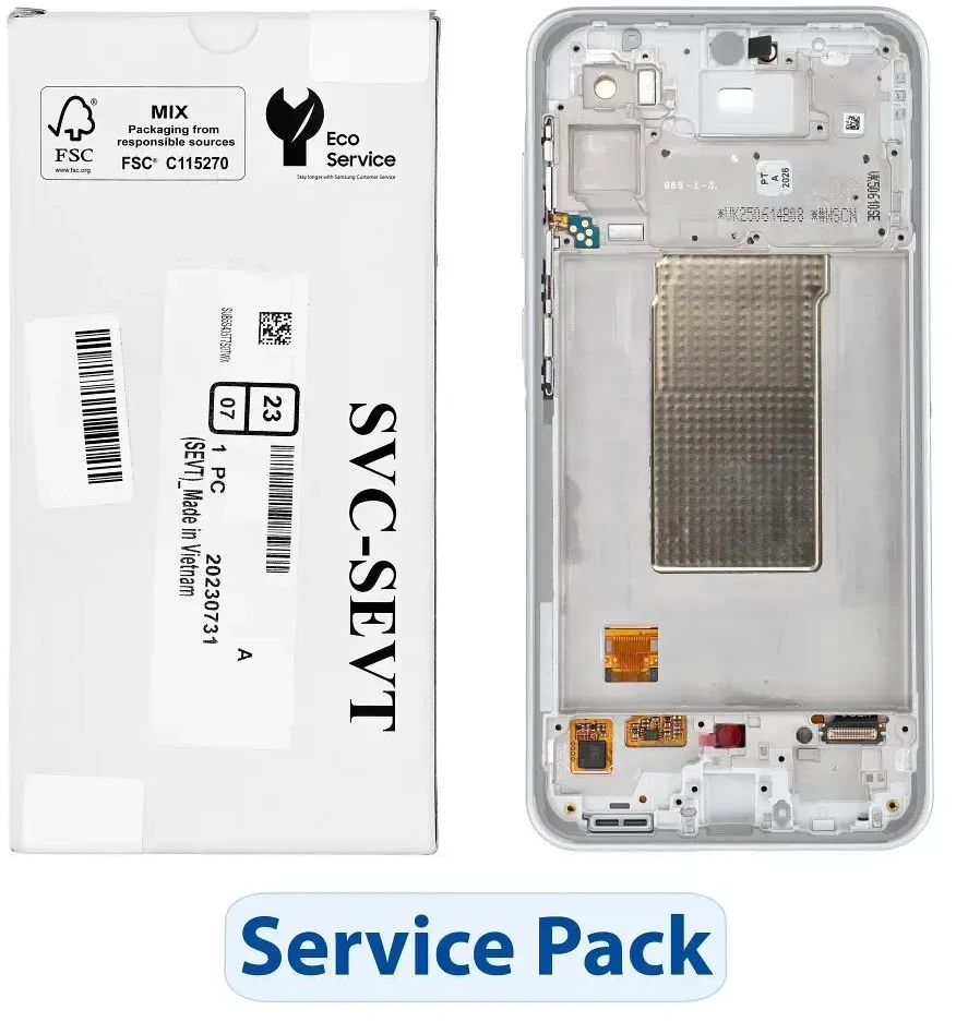 SAMSUNG A36 5G A366B baltas LCD ekranas su aptarnavimo paketu GH82-36841B