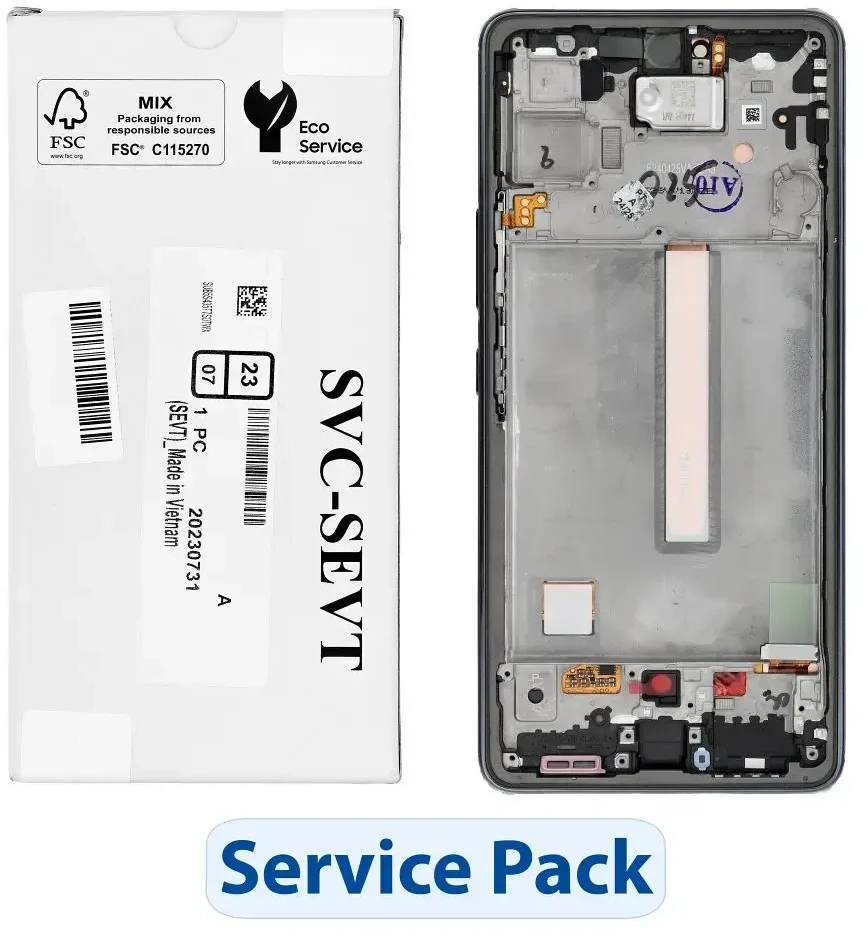 „ServicePack“ LCD ekranas SAMSUNG A53 5G A536B GH82-28024A juodas