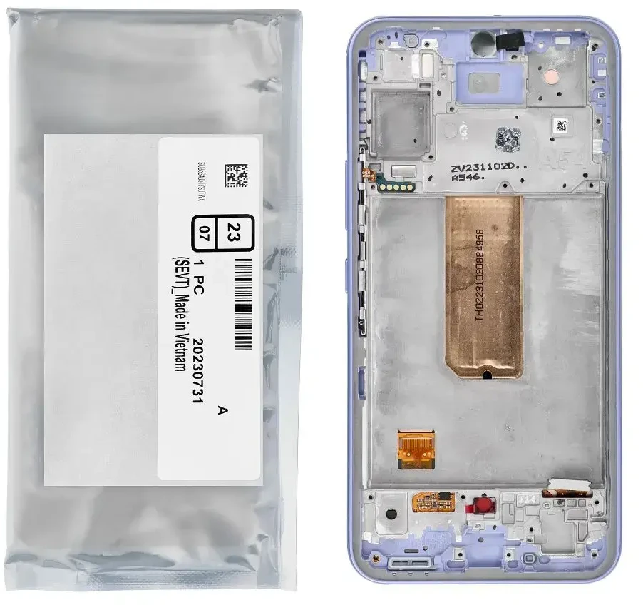 „ServicePack“ LCD ekranas, skirtas SAMSUNG A54 5G A546B, violetinės spalvos, GH82-31231D