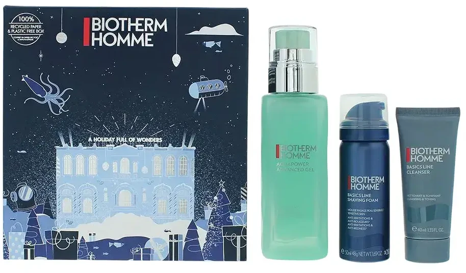Biotherm Homme Aquapower Advanced veido gelis 75 ml + skutimosi putos 50 ml + veido valomasis gelis 40 ml