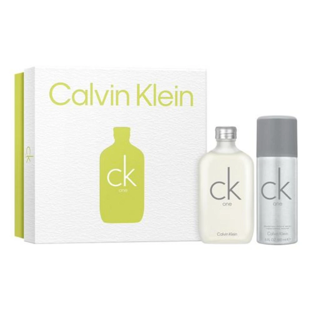 Rinkinys Calvin Klein: CK One tualetinis vanduo unisex, 100 ml + CK One 24 val. apsaugos dezodorantas purškiklis vyrams, 150 ml