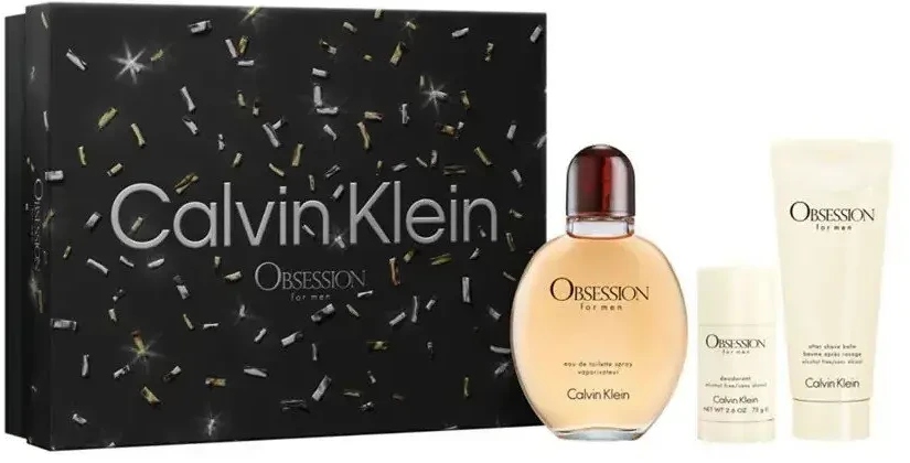 Set Calvin Klein: Obsession Eau De Toilette For Men, 125 ml + Obsession Calming After-Shave Balm, 100 ml + Obsession Anti-Sweat Dezodorantas Stick For Men, 75 g