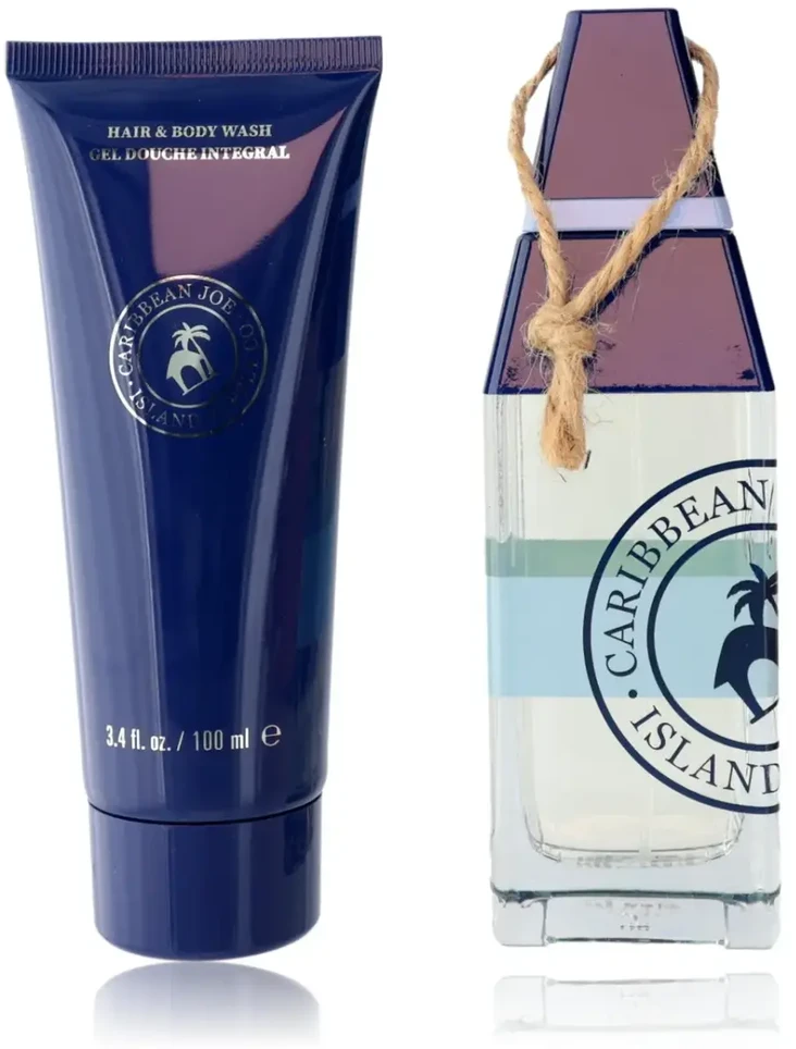 Set Caribbean Joe: Island Supply Azure Sails Eau De Toilette For Men, 125 ml + Island Supply Azure Sails Dušo želė & Šampūnas 2-In-1, 100 ml