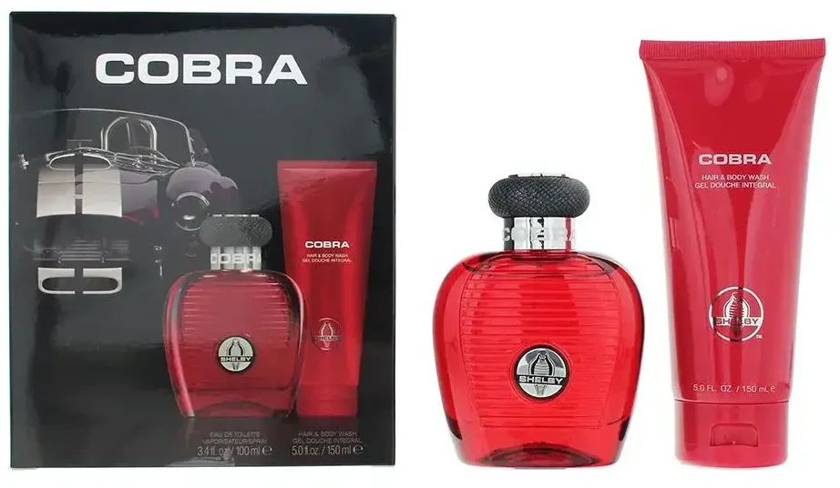 Set Carroll Shelby: Raudona Cobra Dušo želė & Šampūnas 2-In-1, 150 ml + Raudona Cobra Eau De Toilette For Men, 100 ml