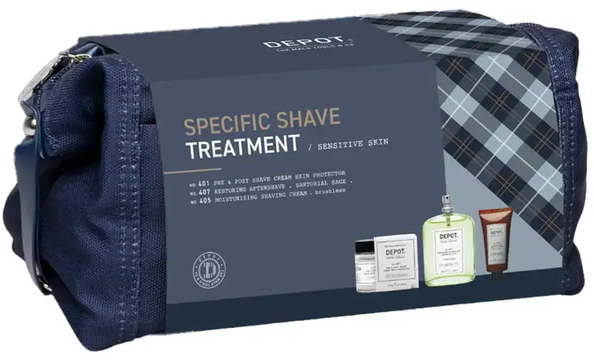 Depot Set Depot: 400 Shave Specifics No. 401, Soothing, Pre & Post Shaving Kremas, 75 ml + 400 Shave Specifics No. 407, Pro-Vitamin B5, Restoring & Refreshing, After-Shave Lotion, 100 ml + 400 Shave Specifics No. 405, Allantoin, Moisturizing, Shaving Kremas
