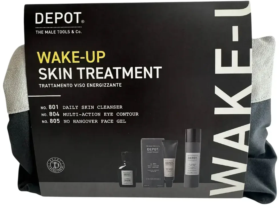 Depot rinkinys Depot: 800 Skin Specifics Nr. 805, hialurono rūgštis, gaivusis gelis veidui, 50 ml + 800 Skin Specifics Nr. 801, aktyvintoji anglis, detoksikuojantis valomasis gelis veidui, 50 ml + 800 Skin Specifics Nr. 804, vitaminas E, anti-senėjimo kremas dienai ir nakčiai,