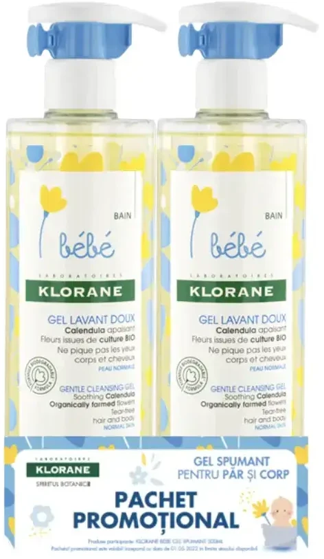 Klorane Bébé Gentle Cleansing Gel 2 x, 500 ml