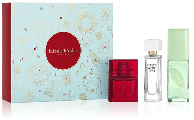 Set Elizabeth Arden: Raudona Door Eau De Toilette For Women, 10 ml + Baltas Tea Eau De Toilette For Women, 10 ml + Žalias Tea Scented Purškiklis For Women, 15 ml