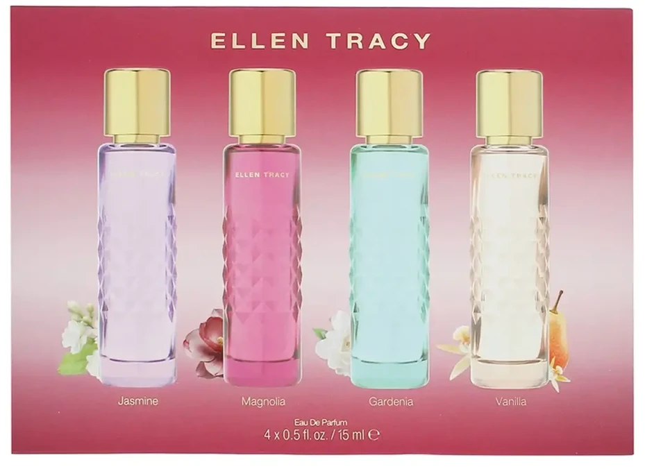 Set Ellen Tracy: Quilted Gardenia Eau De Parfum For Women, 15 ml + Quilted Vanilla Eau De Parfum For Women, 15 ml + Quilted Magnolia Eau De Parfum For Women, 15 ml + Quilted Jasmine Eau De Parfum For Women, 15 ml