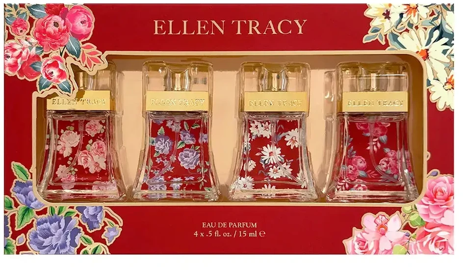 Set Ellen Tracy: Sensational Eau De Parfum For Women, 15 ml + Brilliant Eau De Parfum For Women, 15 ml + Dazzling Eau De Parfum For Women, 15 ml + Dynamic Eau De Parfum For Women, 15 ml