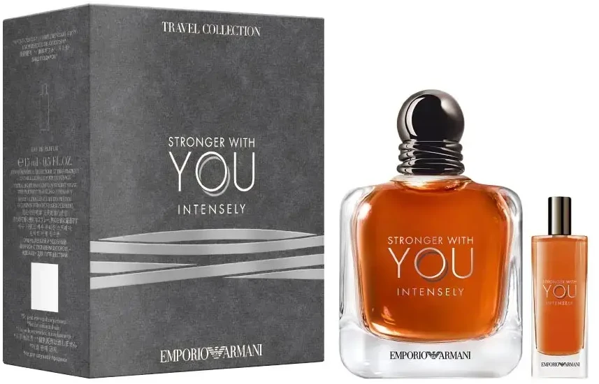 Set Emporio Armani: Stronger With You Intensely Eau De Parfum For Men, 100 ml + Stronger With You Intensely Eau De Parfum For Men, 15 ml
