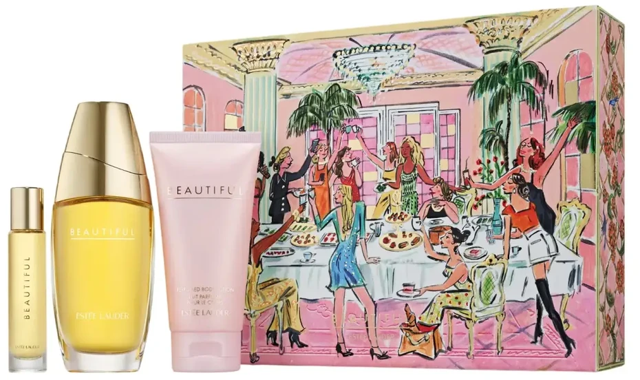 Set Estee Lauder: Beautiful Eau De Parfum For Women, 75 ml + Beautiful Eau De Parfum For Women, 10 ml + Beautiful Hydrating Daily Losjonas kūnui, 75 ml