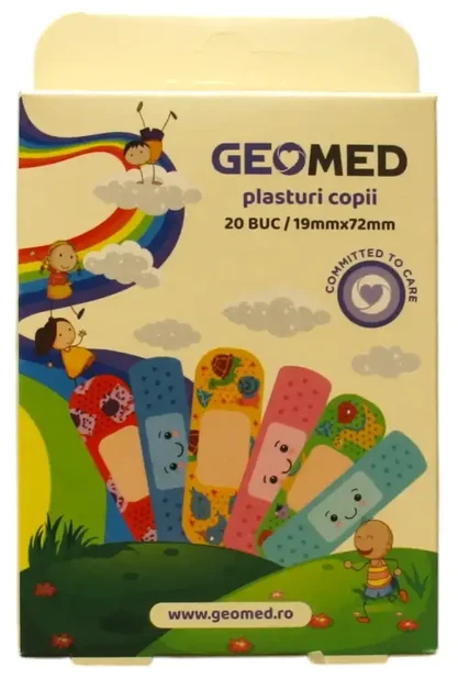 Apsauginių žaizdų tvarsčių rinkinys su geomedija, 19 x 72 mm, 20 vnt.